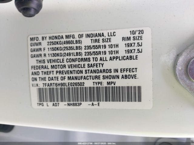 2020 HONDA CR-V 7FART6H90LE026502 Photo 8