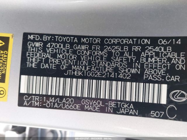 JTHBK1GG2E2141402 Lexus ES 350