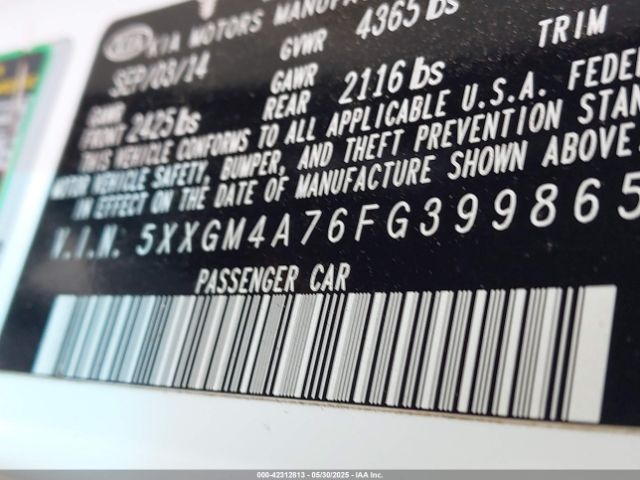 5XXGM4A76FG399865 KIA Optima Lx