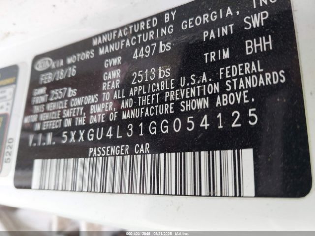 2016 KIA OPTIMA 5XXGU4L31GG054125 Photo 8