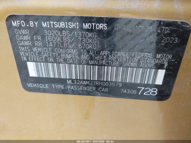 2024 MITSUBISHI MIRAGE ML32AWHJ7RH003579 Photo 8