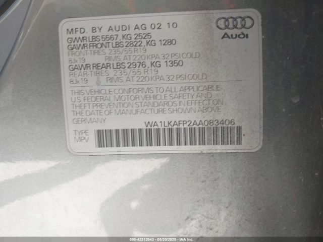 2010 AUDI Q5 WA1LKAFP2AA083406 Photo 8