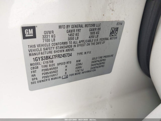 2015 CADILLAC ESCALADE 1GYS3BKJ7FR245734 Photo 8