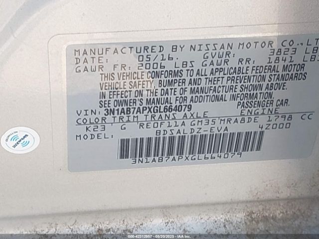3N1AB7APXGL664079 Nissan SENTRA SV