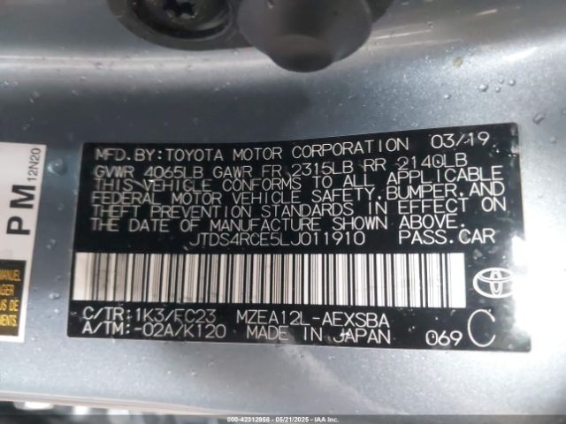 JTDS4RCE5LJ011910 Toyota m20-fks
