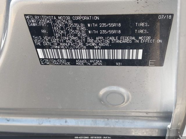 JTMNFREV1JJ195728 Toyota RAV4 SE