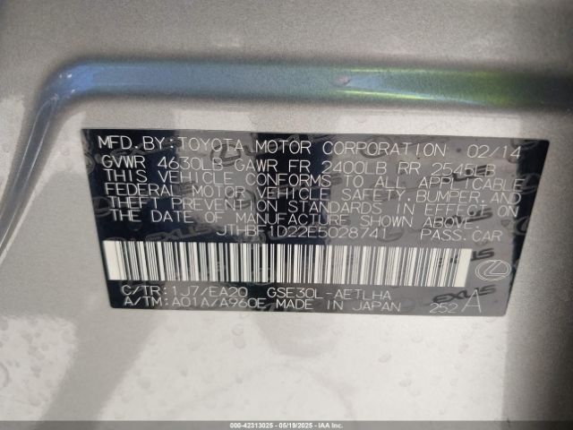 JTHBF1D22E5028741 Lexus IS 250