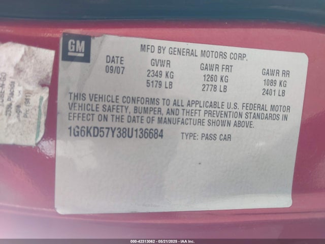 2008 CADILLAC DTS 1G6KD57Y38U136684 Photo 8