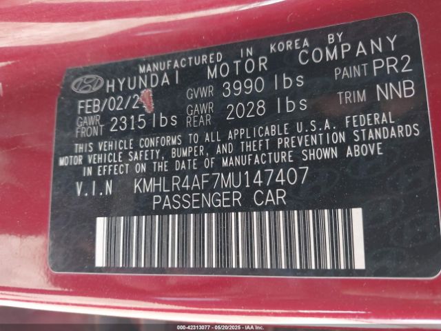 KMHLR4AF7MU147407 Hyundai Elantra N Line