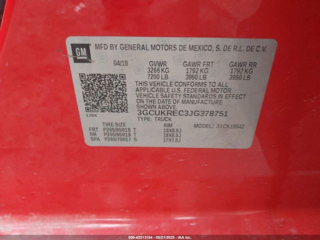 2018 CHEVROLET SILVERADO 1500 3GCUKREC3JG378751 Photo 8