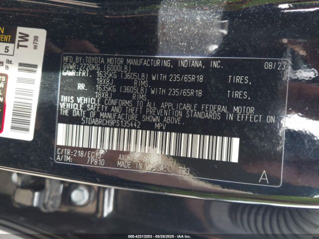 2023 TOYOTA HIGHLANDER 5TDABRCH9PS135442 Photo 8