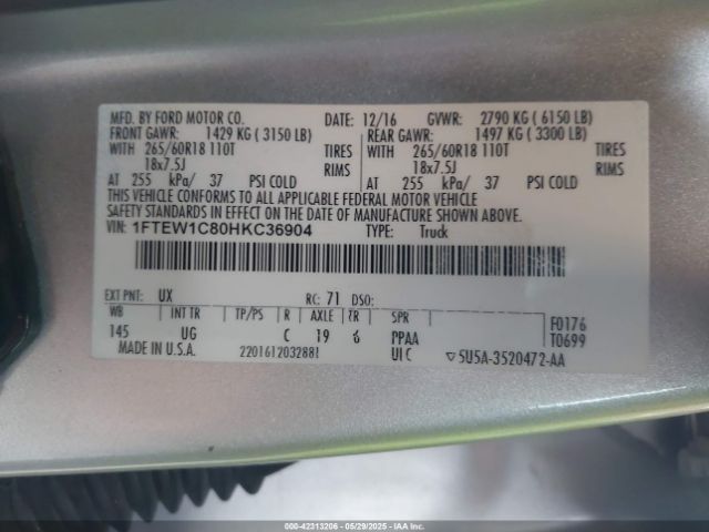 1FTEW1C80HKC36904 Ford 3.5l ti-vct