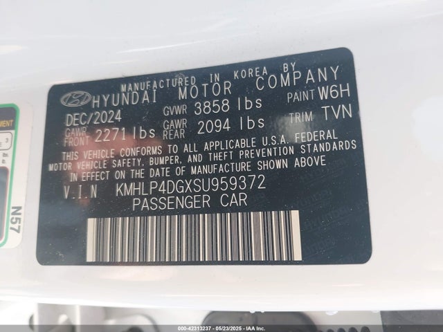 KMHLP4DGXSU959372 Hyundai Elantra Limited