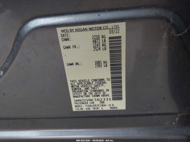 1N4BZ1CV4NC562331 Nissan Leaf Sv Plus 62 Kwh