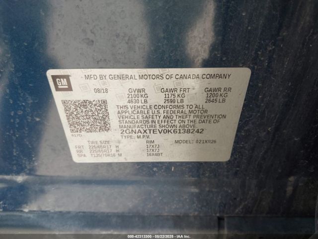 2019 CHEVROLET EQUINOX 2GNAXTEV0K6138242 Photo 8
