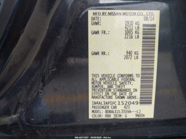1N4AL3AP1FC152049 Nissan Altima 2.5 S