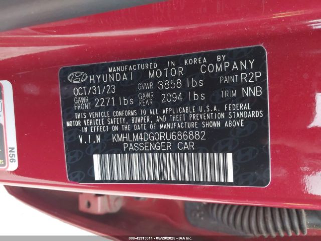 KMHLM4DG0RU686882 Hyundai ELANTRA SEL