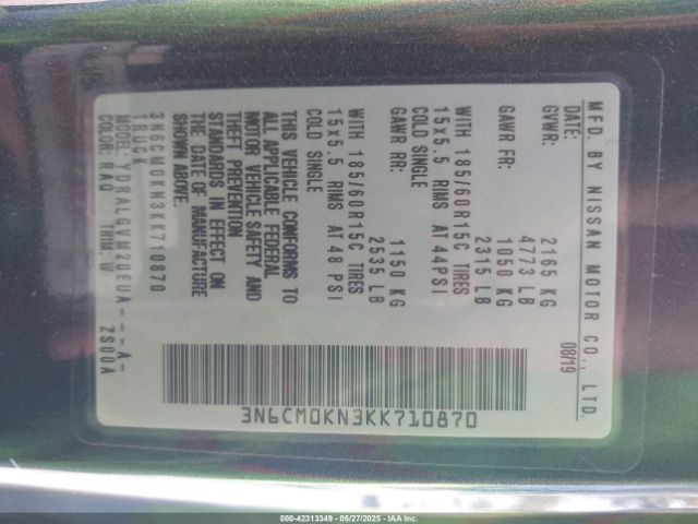 3N6CM0KN3KK710870 Nissan NV200 SV