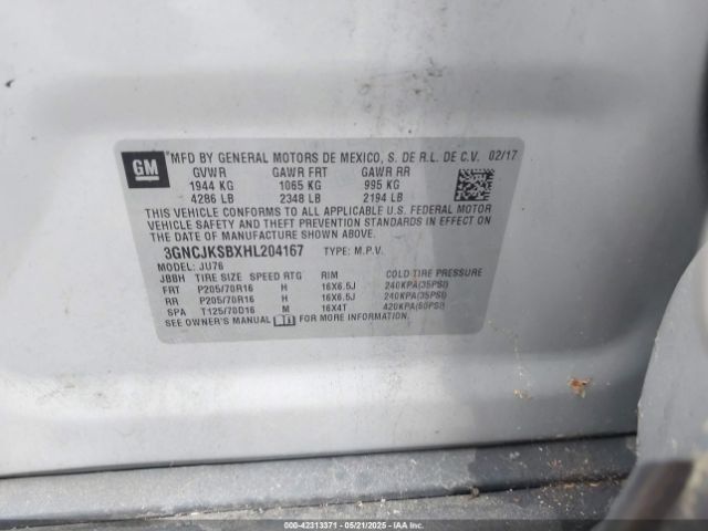 3GNCJKSBXHL204167 Chevrolet TRAX LS