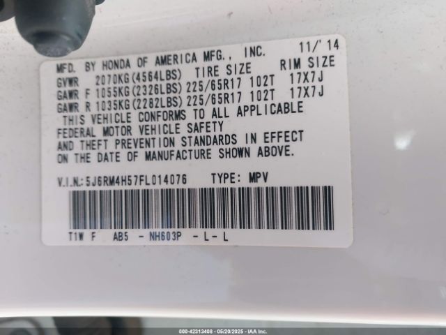 5J6RM4H57FL014076 Honda CR-V EX