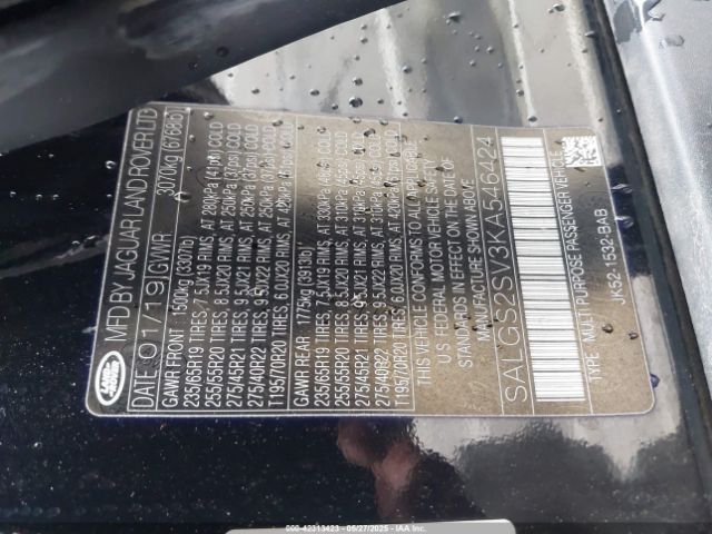 2019 LAND ROVER RANGE ROVER SALGS2SV3KA546424 Photo 8