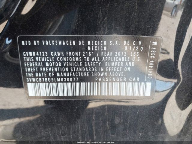 3VWCB7BU9LM030077 Volkswagen Jetta 1.4t R-line/1.4t S/1.4t Se