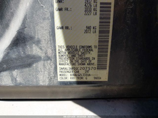 1N4AL3AP1GC207570 Nissan Altima 2.5/2.5 S/2.5 Sl/2.5 Sr/2.5 Sv