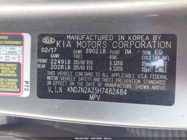 KNDJN2A25H7482484 KIA Soul