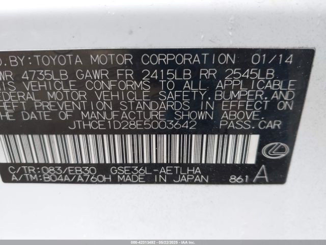 JTHCE1D28E5003642 Lexus IS 350