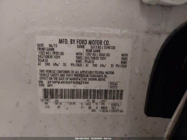 2015 FORD EDGE 2FMPK4K9XFBB67190 Photo 8