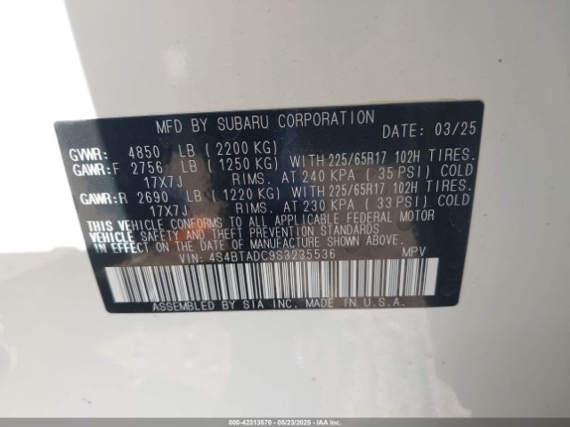 2025 SUBARU OUTBACK 4S4BTADC9S3235536 Photo 8