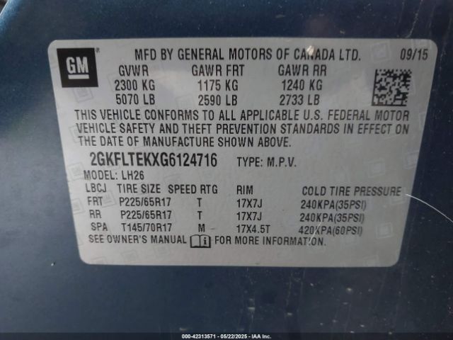 2GKFLTEKXG6124716 GMC Terrain Sle-2