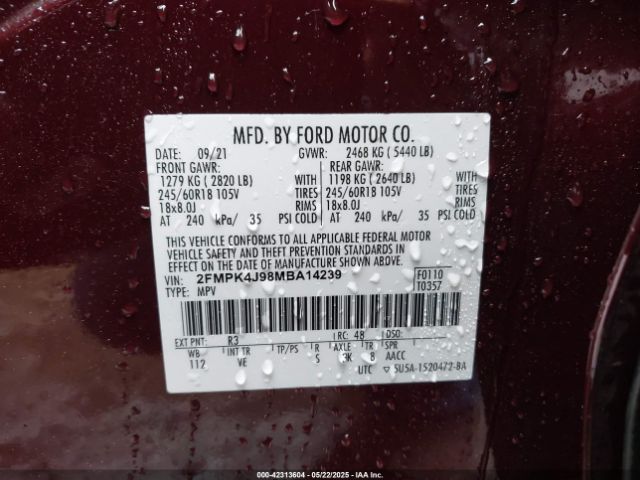 2021 FORD EDGE 2FMPK4J98MBA14239 Photo 8