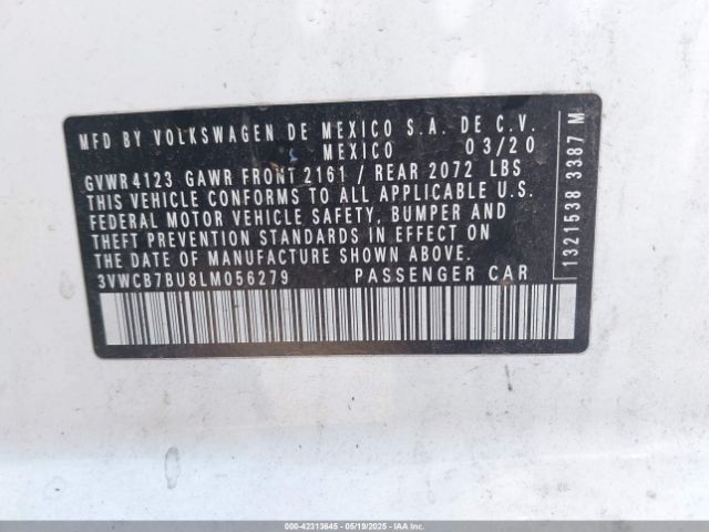 3VWCB7BU8LM056279 Volkswagen Jetta 1.4t R-line/1.4t S/1.4t Se