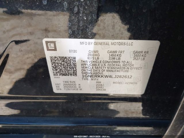 2020 CHEVROLET TRAVERSE 1GNERKKW4LJ282612 Photo 8