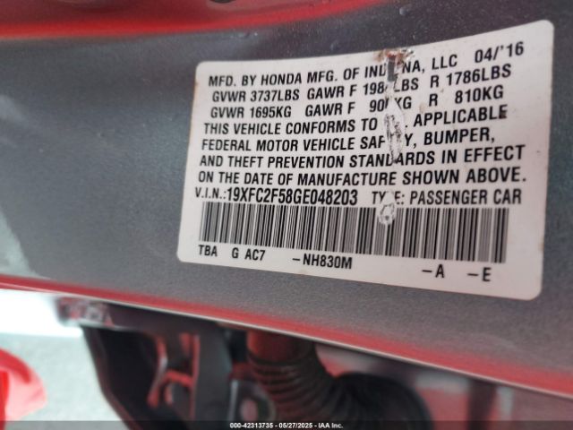 19XFC2F58GE048203 Honda Civic Lx