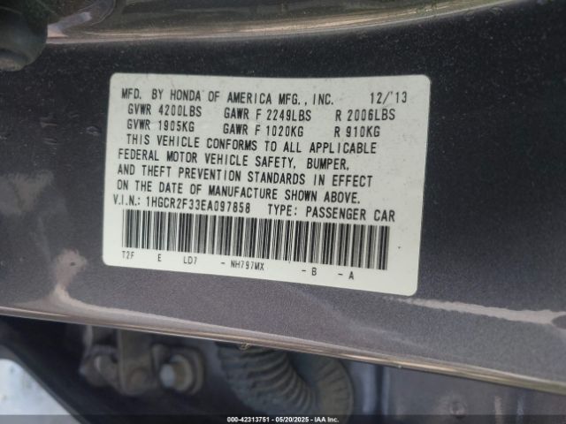 1HGCR2F33EA097858 Honda ACCORD LX
