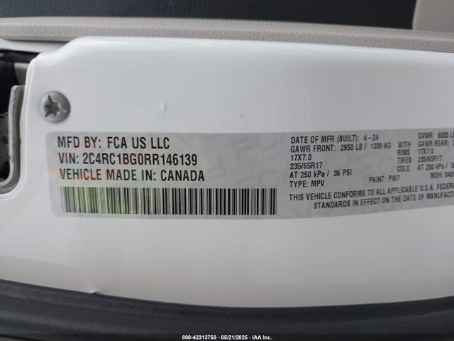 2C4RC1BG0RR146139 Chrysler Pacifica Touring L