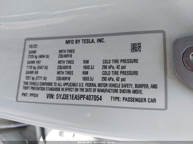 2023 TESLA MODEL 3 5YJ3E1EA5PF407054 Photo 8