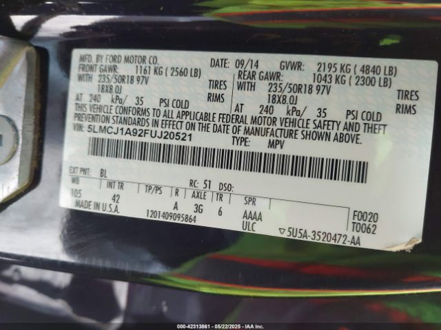 2015 LINCOLN MKC 5LMCJ1A92FUJ20521 Photo 8