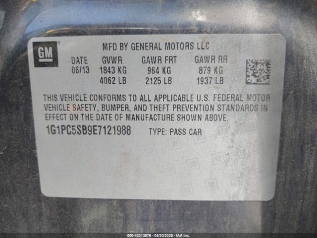 1G1PC5SB9E7121988 Chevrolet Cruze 1lt Auto