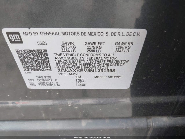 Chevrolet lyx 2021 3GNAXKEV5ML391968 Image 9