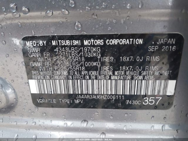 2017 MITSUBISHI OUTLANDER SPORT JA4AR3AU6HZ006111 Photo 8