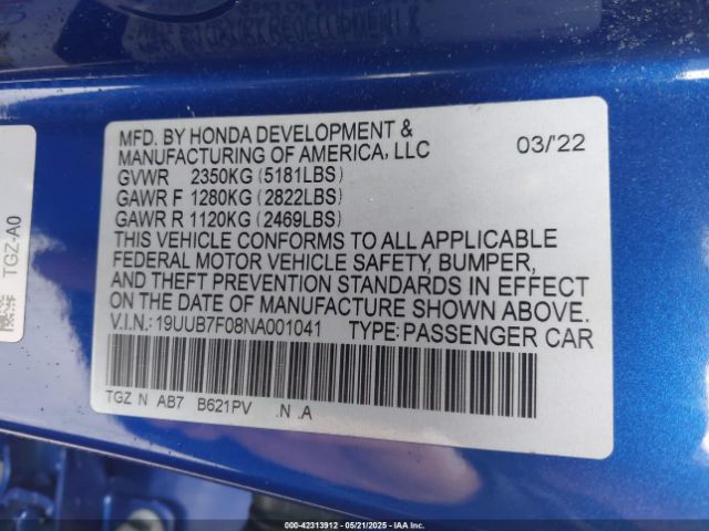 2022 ACURA TLX 19UUB7F08NA001041 Photo 8