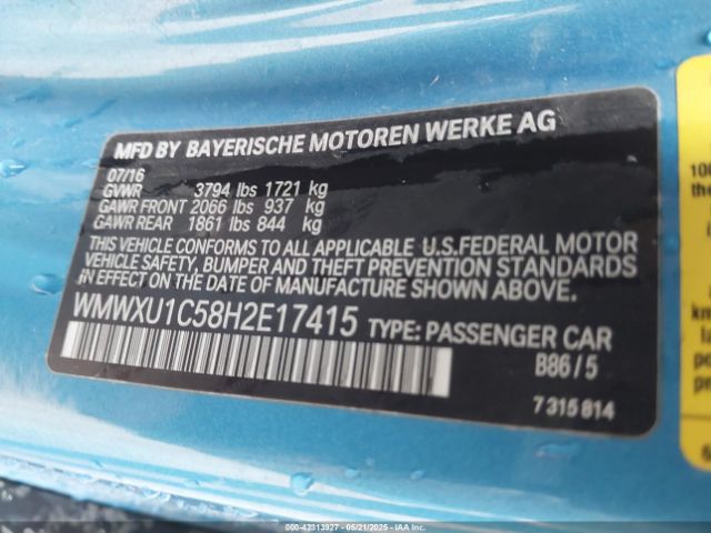 2017 MINI HARDTOP WMWXU1C58H2E17415 Photo 8