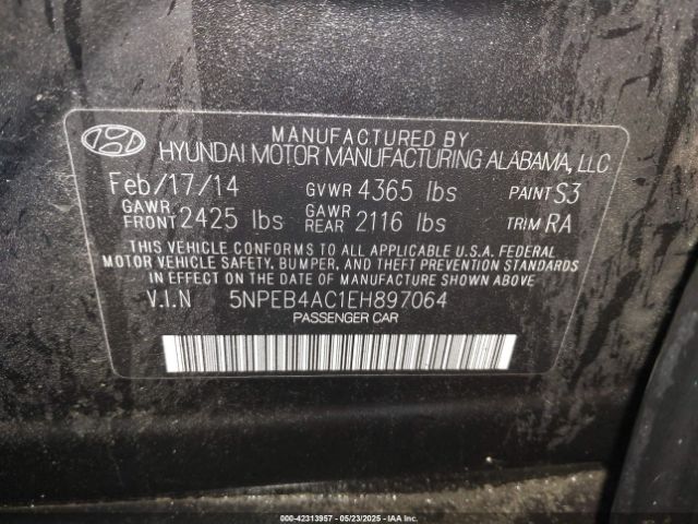 5NPEB4AC1EH897064 Hyundai SONATA GLS
