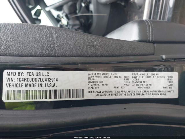 2020 DODGE DURANGO 1C4RDJDG7LC412914 Photo 8