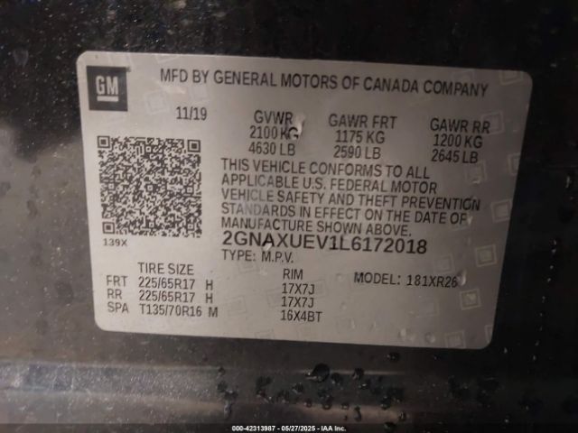 2020 CHEVROLET EQUINOX 2GNAXUEV1L6172018 Photo 8