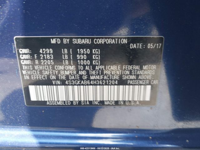 4S3GKAB64H3621204 Subaru Impreza 2.0i Premium