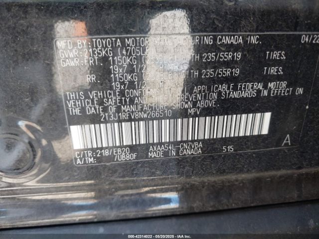 2022 TOYOTA RAV4 2T3J1RFV8NW266510 Photo 8